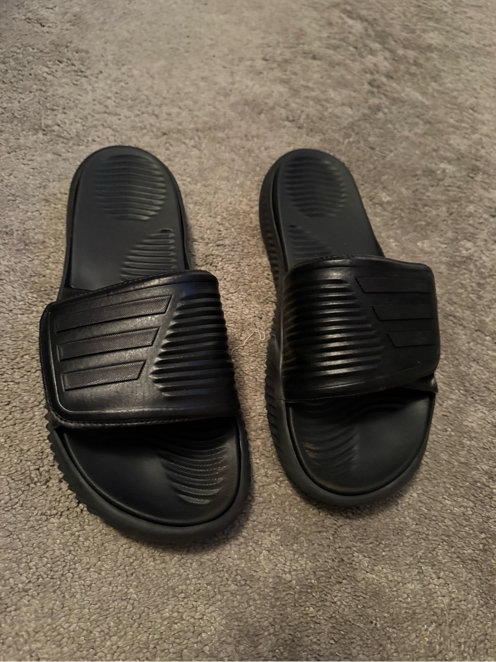adidas Originals Black Slide Sandals with Textured Strap